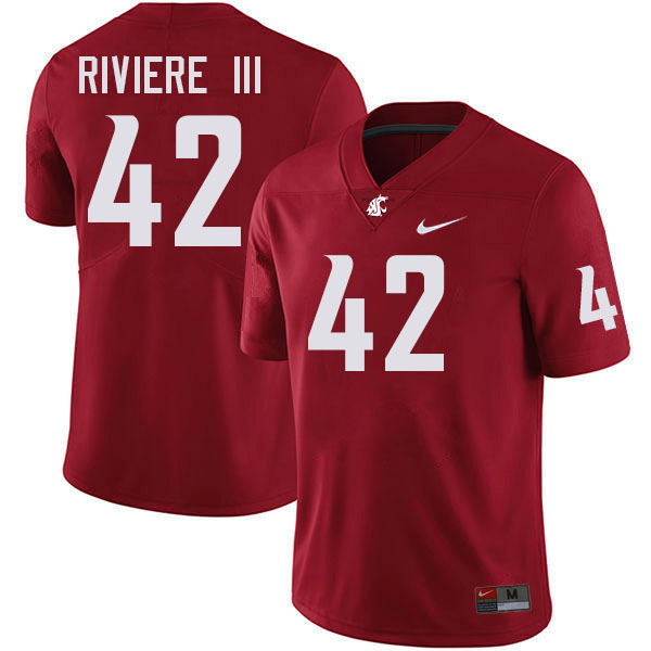 Men #42 Billy Riviere III Washington State Cougars College Football Jerseys Stitched-Crimson